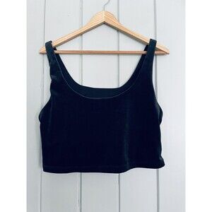 Athleta Crop Top Size XL Black Velvet Cut Out Back Sleeveless Stretch